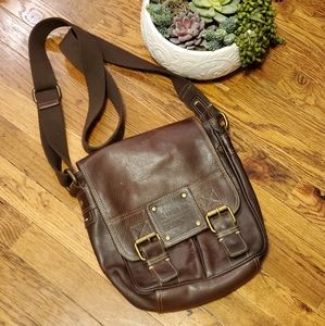 Fossil 54 Rugged Leather Flap Crossbody Messenger